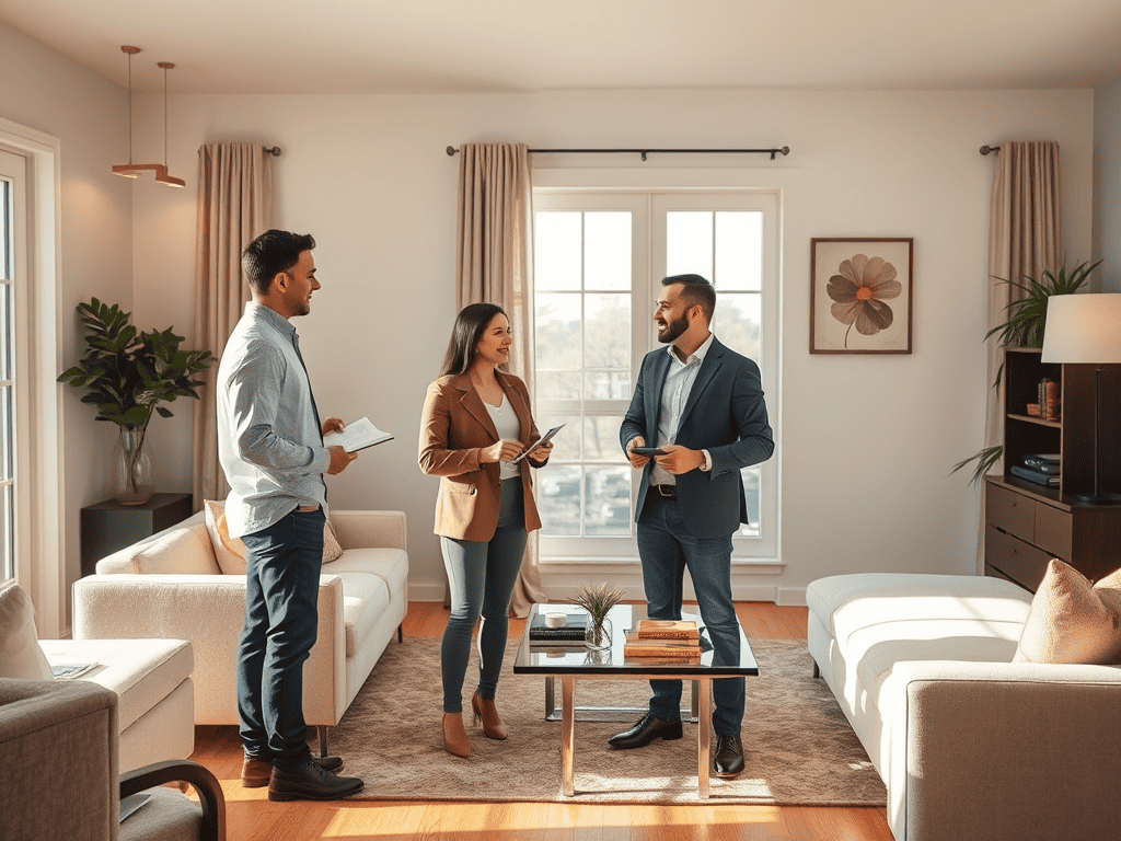 photo of people talking in living room
